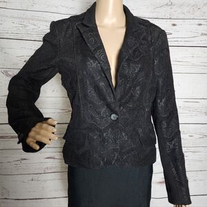 LaRok Luxe Black Lace Blazer Jacket Medium
